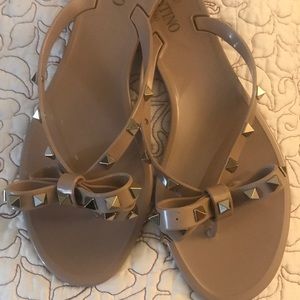 Authentic Valentino  Nude Rockstud Jelly Sandals